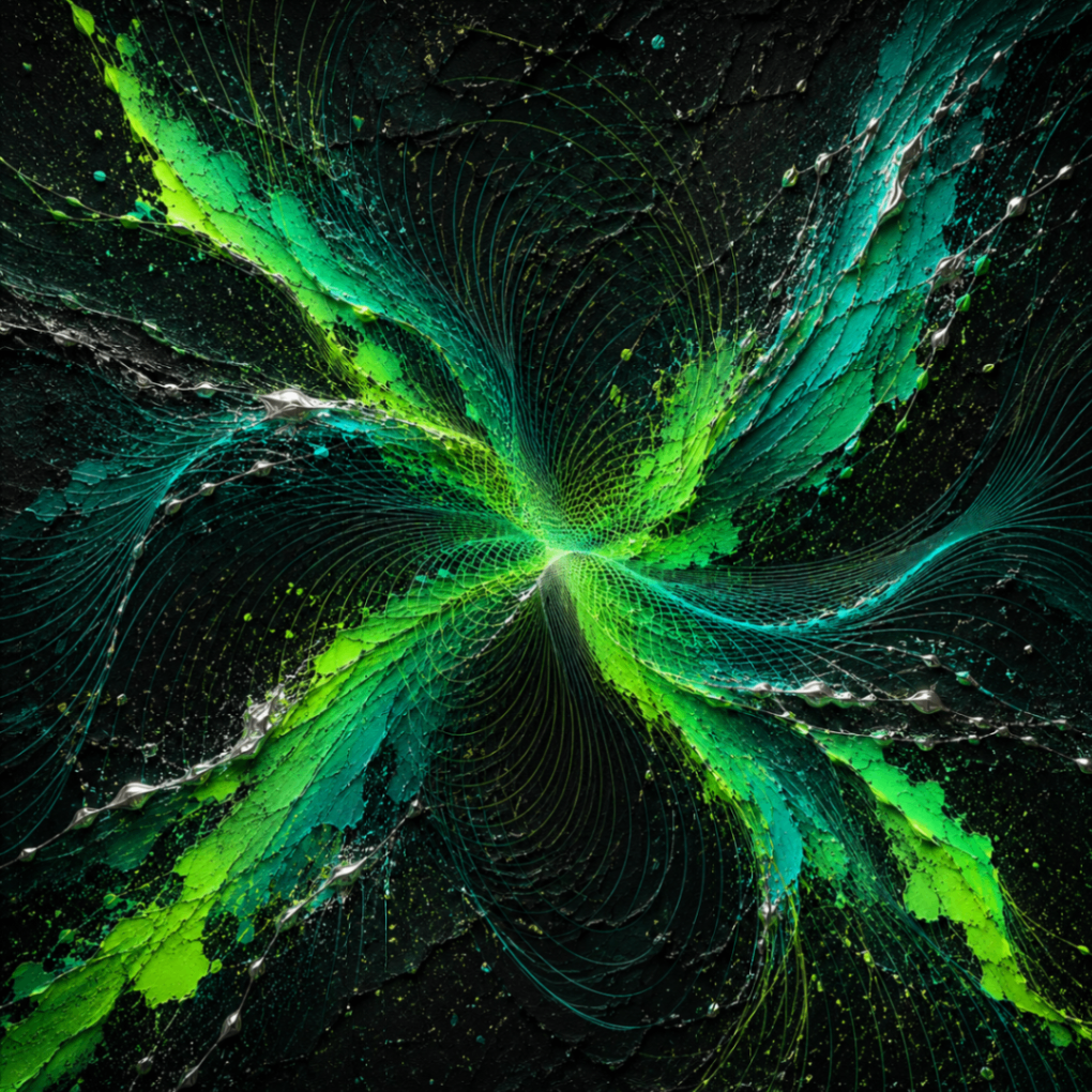 AUREUM artwork 008 in green and aqua starburst composition